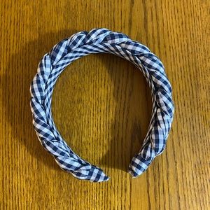 Draper James Braided Gingham Headband in Navy